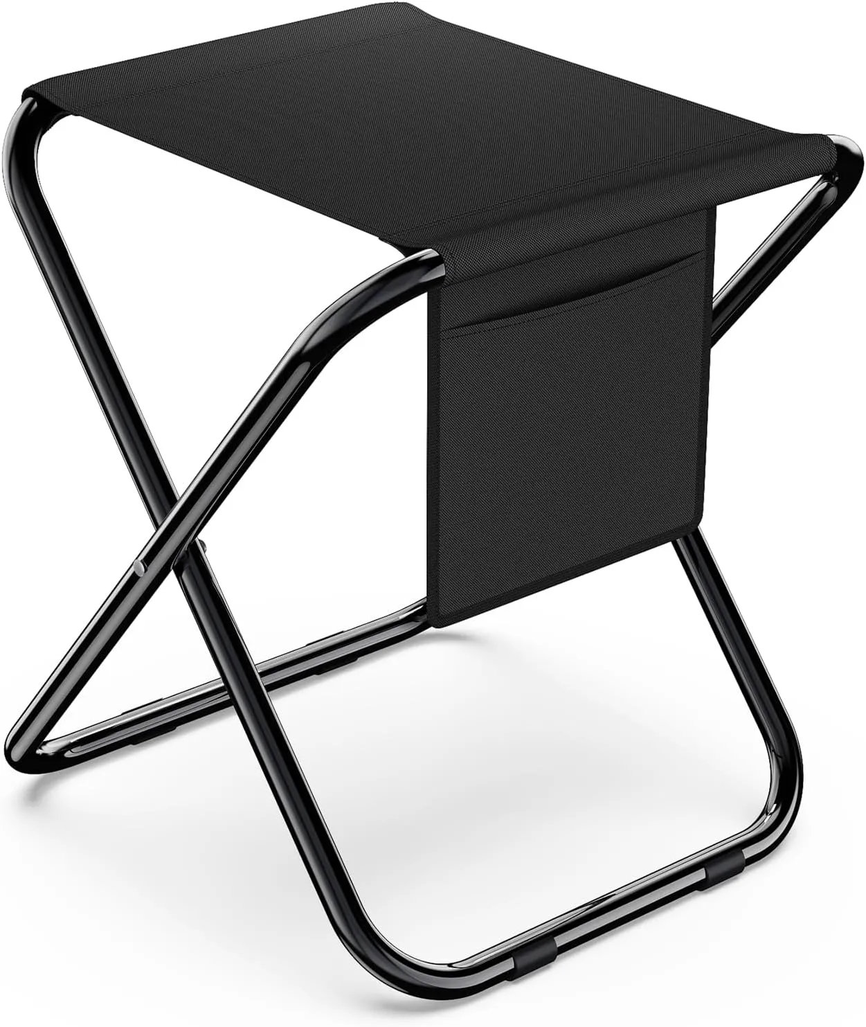 Portable Camping Stool Foldable Lightweight 300LBS Capacity Reinforced Steel Frame 600D Polyester with Storage Pocket for Outdoor Camping Fishing BBQ Indoor