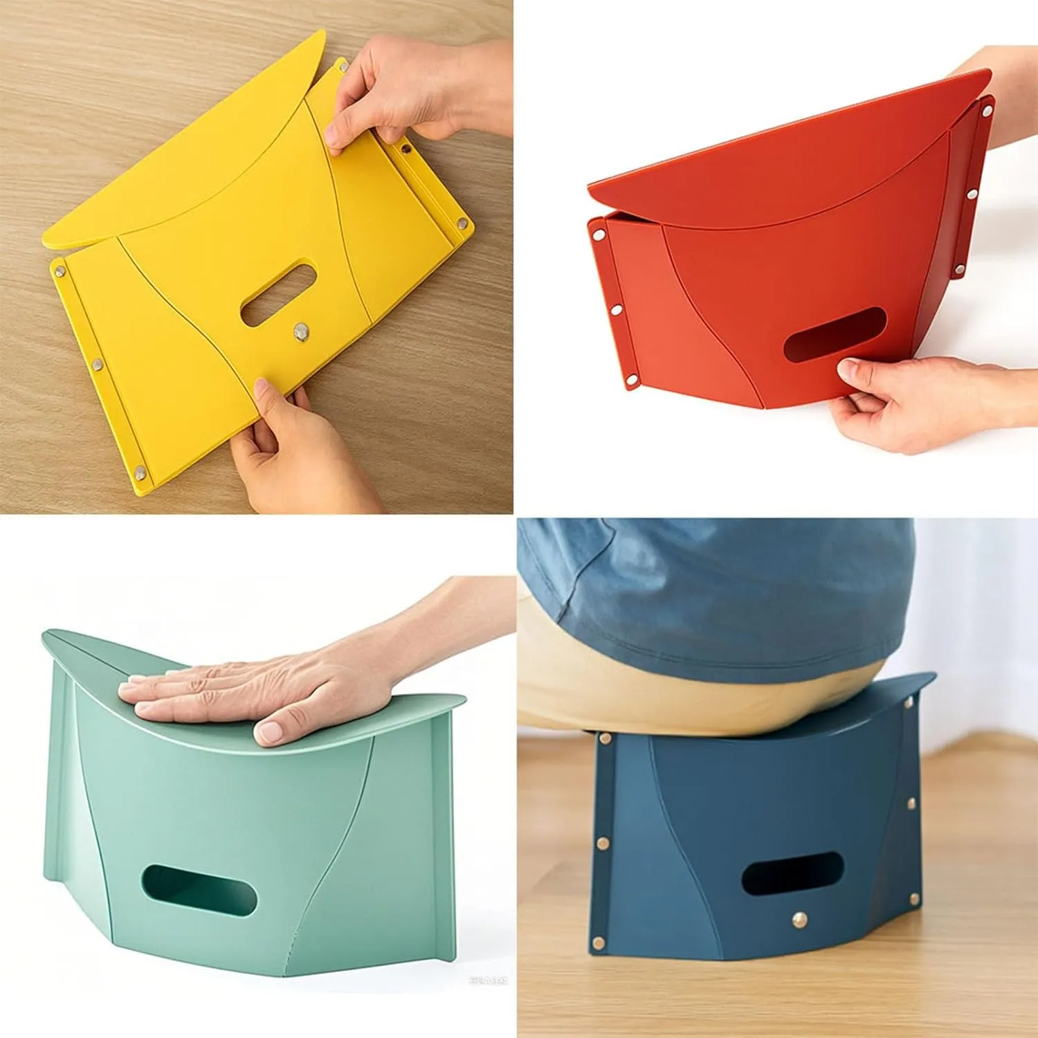 Portable Foldable Lightweight Camping Stool, Outdoor Ultra-Thin Camping Chair, Multifunctional Storage Suitable for Outdoor Activities, Travel, Gatherings, Barbecues(Blue Green Red)