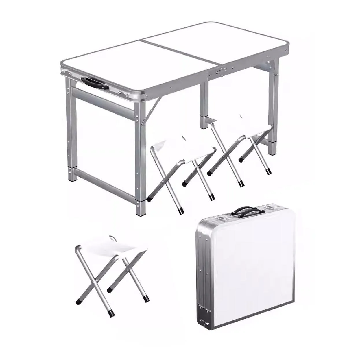Portable Folding Picnic Camping Set Aluminium Table with 2 Foldable Chairs BBQ
