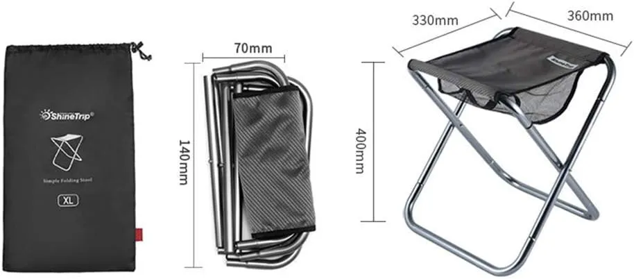 Portable Folding Stool Aluminum Alloy Foldable Chair for Outdoor Camping Fishing Hiking (Gray)