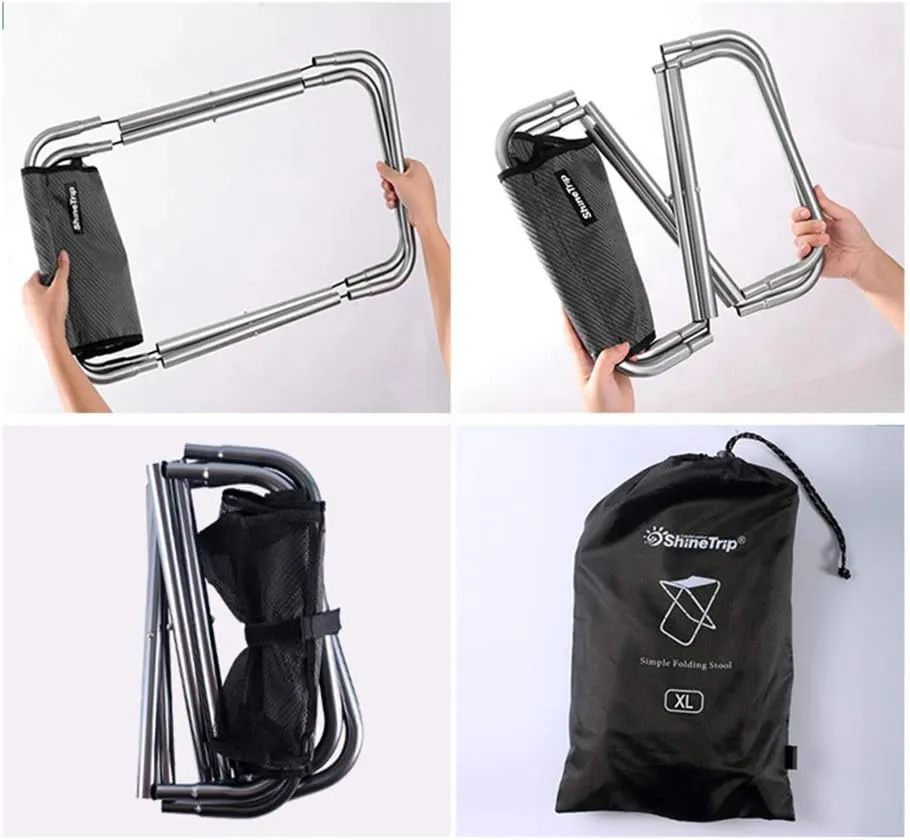 Portable Folding Stool Aluminum Alloy Foldable Chair for Outdoor Camping Fishing Hiking (Gray)