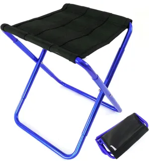 Portable Folding Stool,Outdoor Foldable Lightweight Aluminum Stools with Storage Bag for Fishing Picnic Camping BBQ Travel,Blue