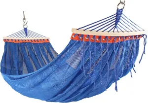 Portable Hammocks Hanging Rope Swing Camping Hammock Ice Mesh Thickened Webbing Fixed Outdoor Furniture Leisure Sleeping Summer Travel Hammock for Outdoor(Blue)