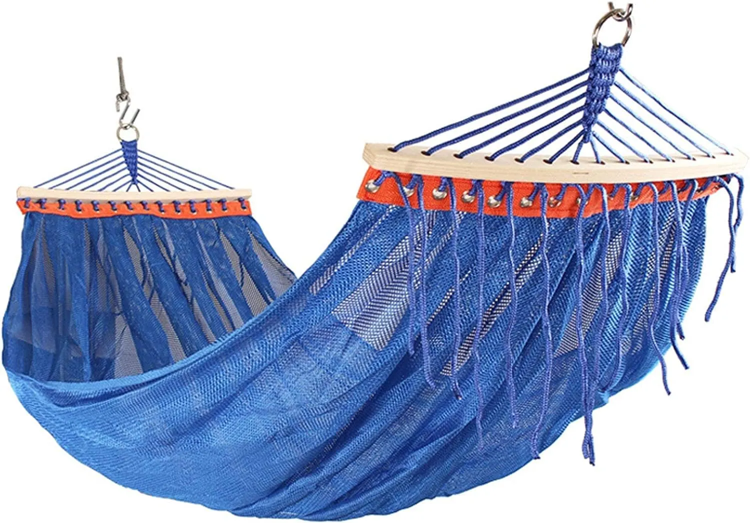 Portable Hammocks Hanging Rope Swing Camping Hammock Ice Mesh Thickened Webbing Fixed Outdoor Furniture Leisure Sleeping Summer Travel Hammock for Outdoor(Blue)