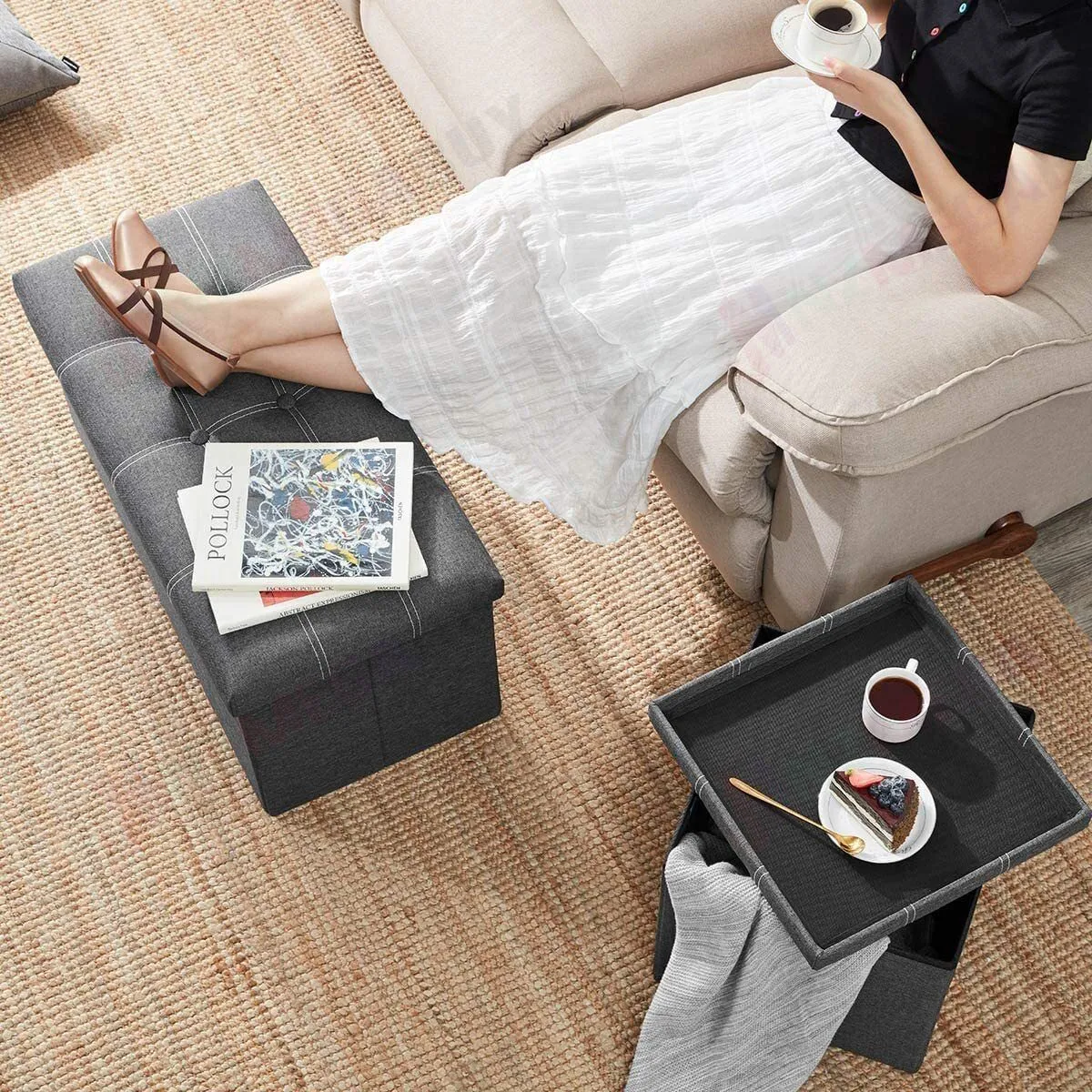 Portable Ottoman Storage 76cm "Grey"