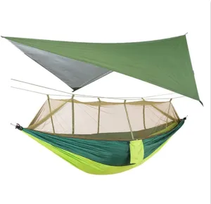 Portable Outdoor Camping Mosquito Net HammockTent with Hammock Canopy High Strength Parachute Hanging Bed Sleeping Swing (Color : Gray) (Vert)