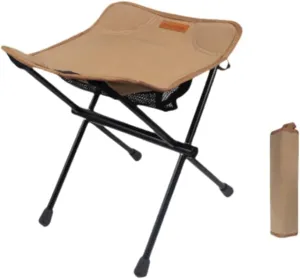 Portable Outdoor Folding Pony Pocket Stool Ideal for Fishing Camping and Leisure Activities Compact Structure Durable Materials Perfect for Outdoor Enthusiasts (Khaki (Color))