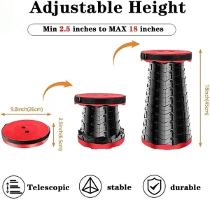Portable Telescopic Stool, Bag Camping Retractable Folding Stool for Fishing, Hiking Outdoor Recreation (Gray)