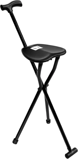 Portable Travel Hiking Chair, Camping Stool Portable Folding Stool Portable Folding Walking Stick with Triangular Structural Design for Buying Tickets, Waiting for The Bus