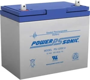 Power Sonic PS-12550-12 Volt/55 Amp Hour Sealed Lead Acid Battery with Nut-Bolt Terminal