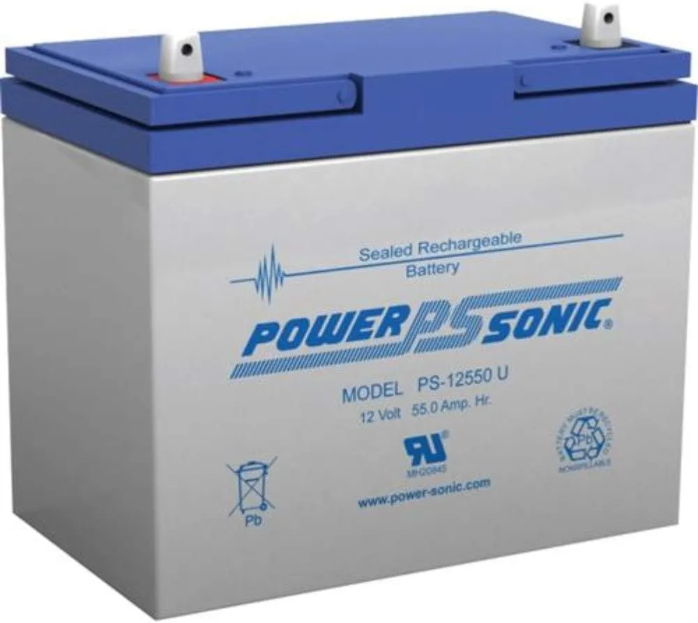 Power Sonic PS-12550-12 Volt/55 Amp Hour Sealed Lead Acid Battery with Nut-Bolt Terminal
