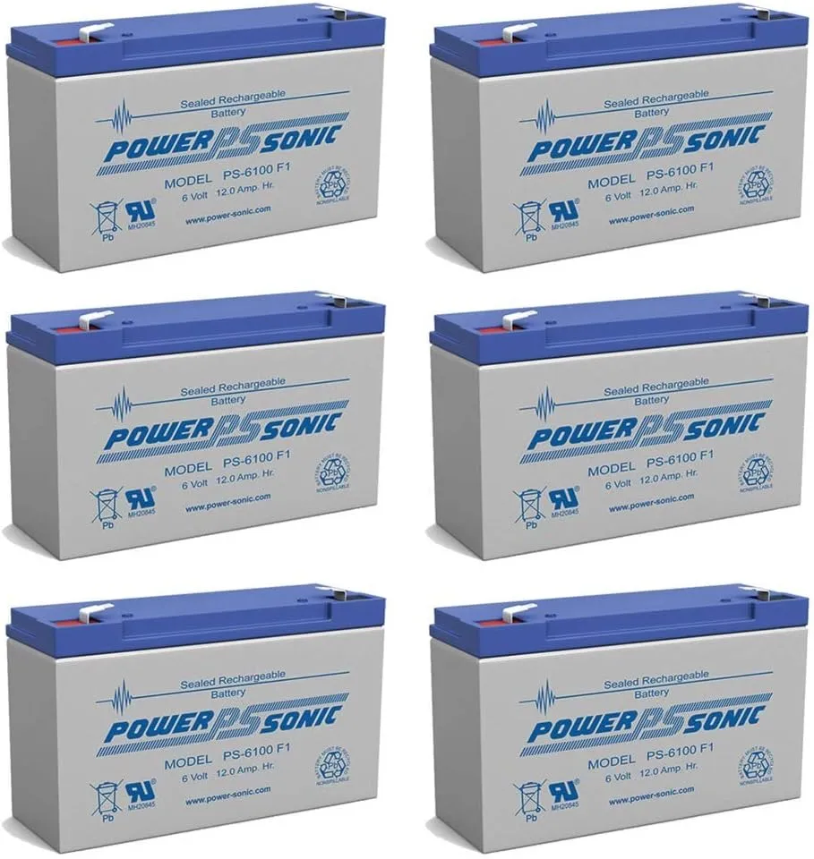 Power Sonic PS-6100 6V 12AH SLA UPS Battery for APC RBK520-6 Pack