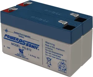 Power Sonic PS-612 6V 1.4AH Replacement Battery for Rechargable DH613-2 Pack
