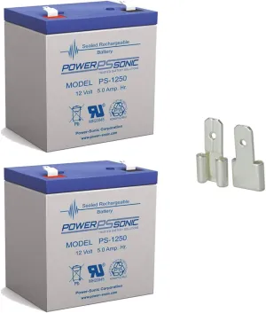 Power Sonic PS1250F2 12 Volt 5 Ah Battery W/ F1 Terminal Adapter Rechargeable Sealed Lead Acid SLA - 2 Pack