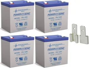 Power Sonic PS1250F2 12 Volt 5 Ah Battery W/ F1 Terminal Adapter Rechargeable Sealed Lead Acid SLA - 4 Pack