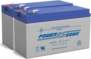 Power Sonic SLA Battery,12V,7AH,Razor Scooter E300S UPG UB1270-2 Pack