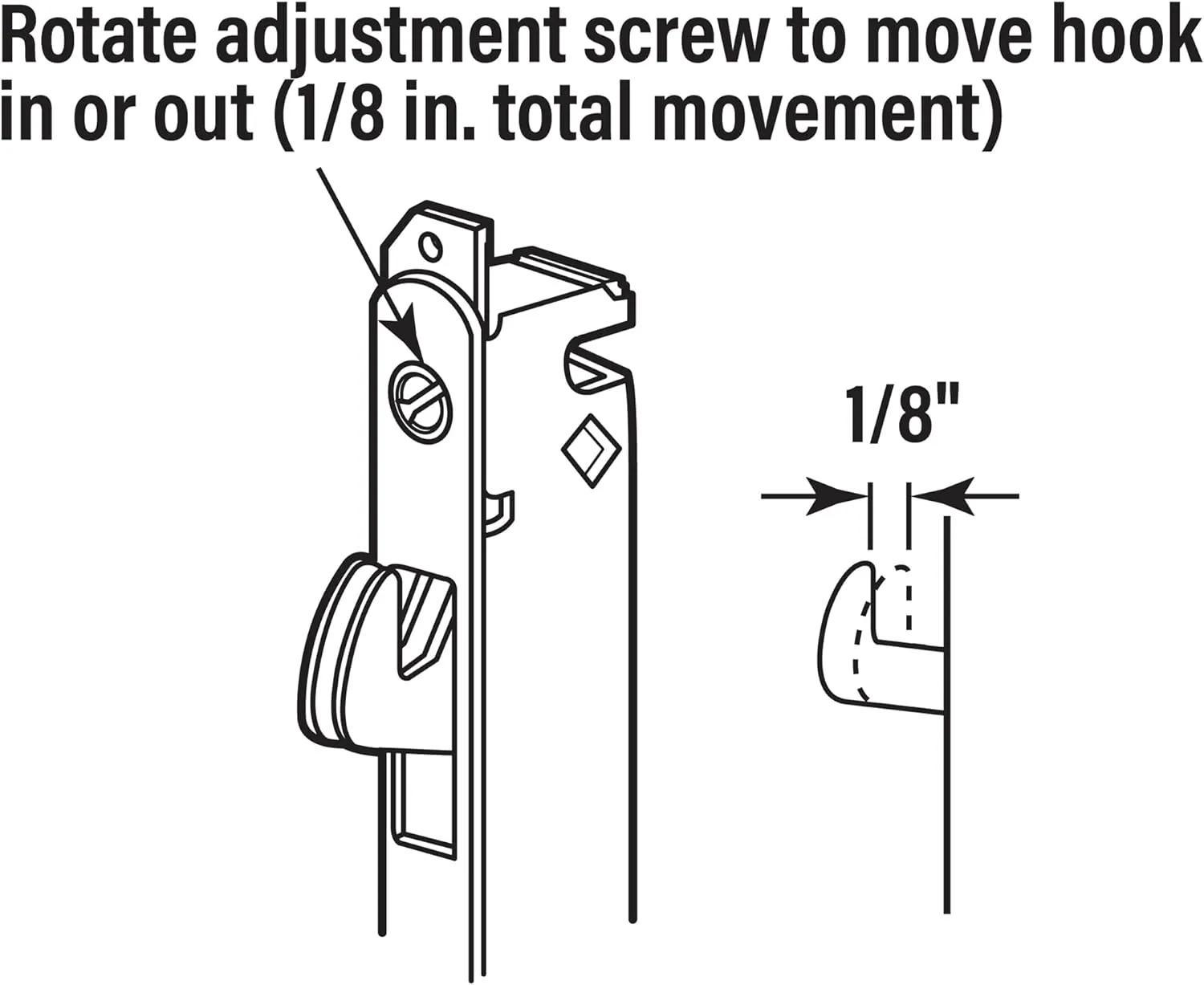 Prime-Line E 2199 Stainless Steel Mortise Lock - Adjustable, Spring-Loaded Hook Latch for Sliding Patio Doors Made of Wood, Aluminum & Vinyl, 3-11/16”, 45 Degree Keyway, Round Face (Single Pack)