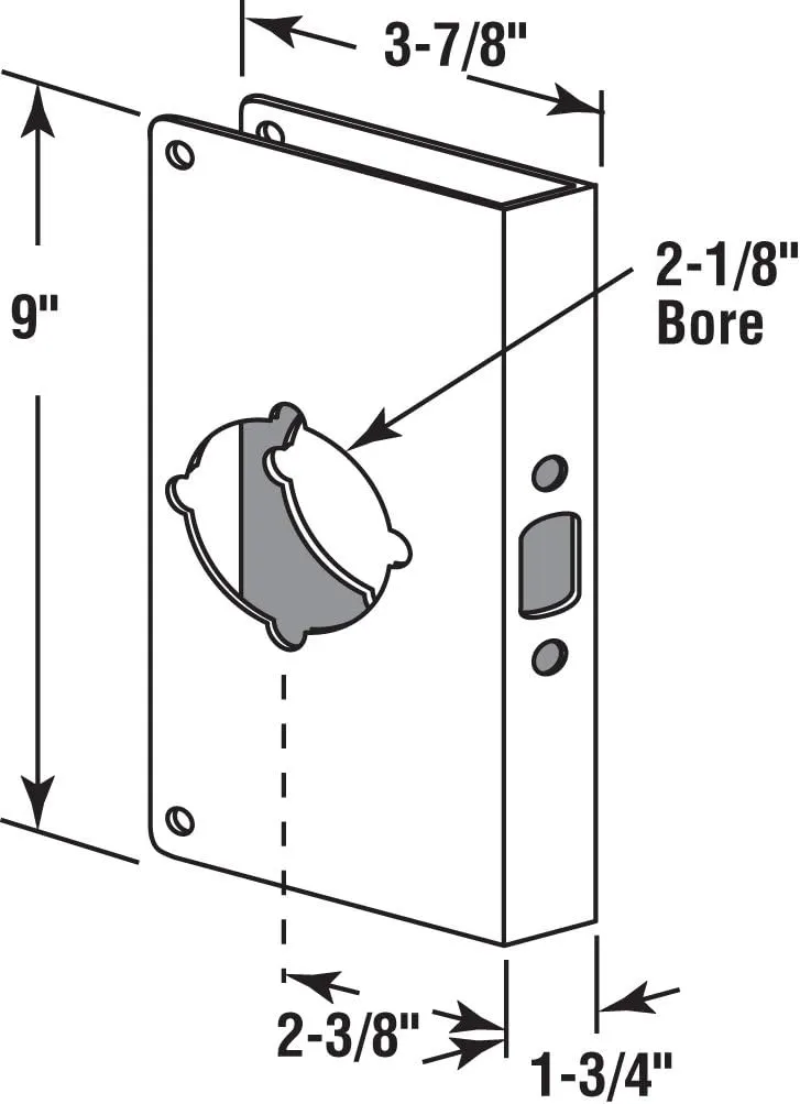 Prime-Line U 9586 Stainless Steel Lock and Door Reinforcement Plate for 1-3/4 In. Thick Doors, Stainless Steel Finish (Single Pack)