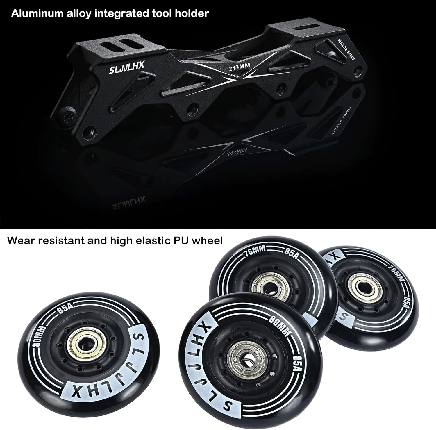 Professional Inline Skates for Men Women, Fitness Roller Skates Adult Male Female, Comfortable Breathable Speed Racing Skates with Washable Lining, Beginner Unisex, Black