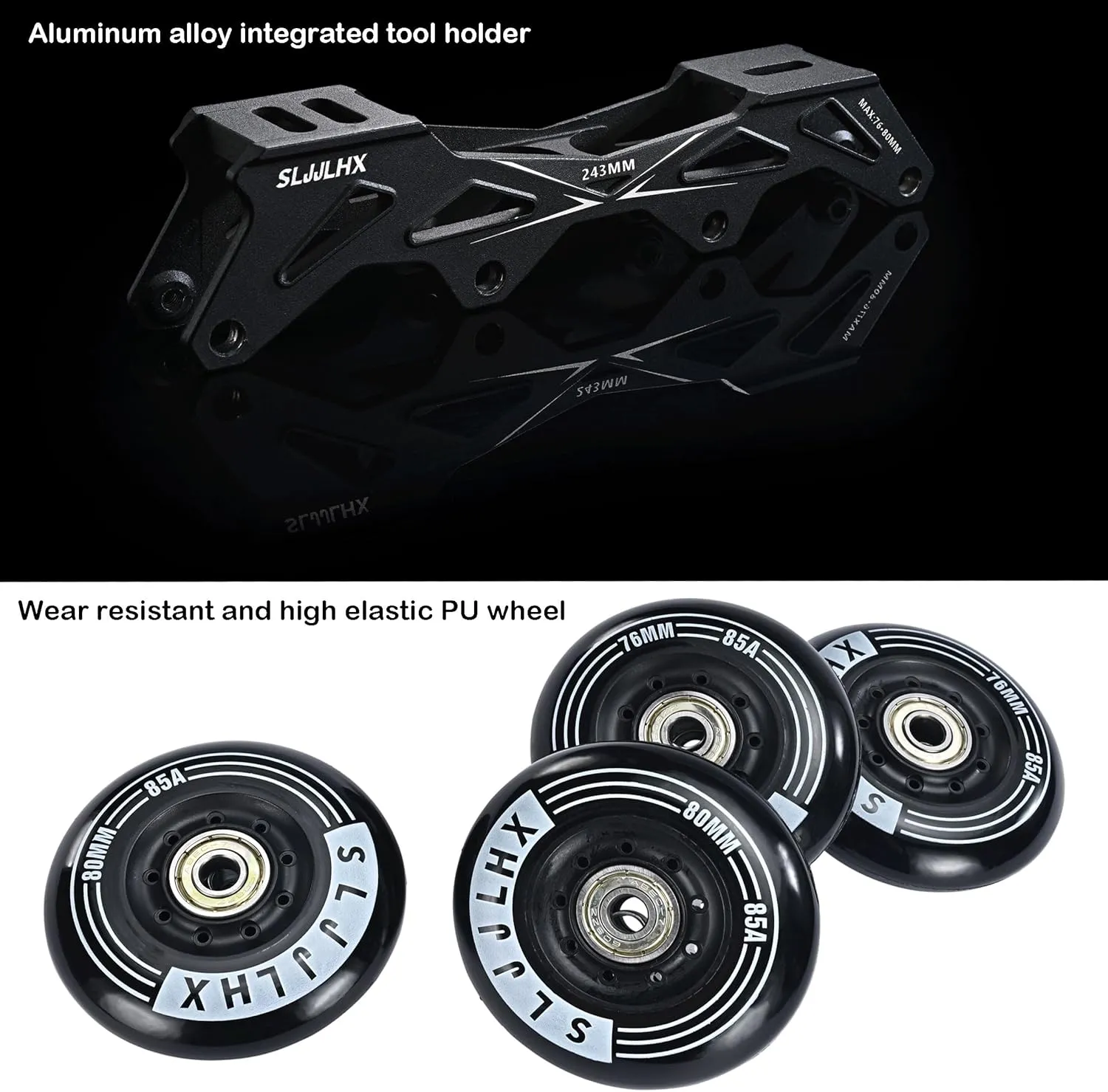 Professional Inline Skates for Men Women, Fitness Roller Skates Adult Male Female, Comfortable Breathable Speed Racing Skates with Washable Lining, Beginner Unisex, Black