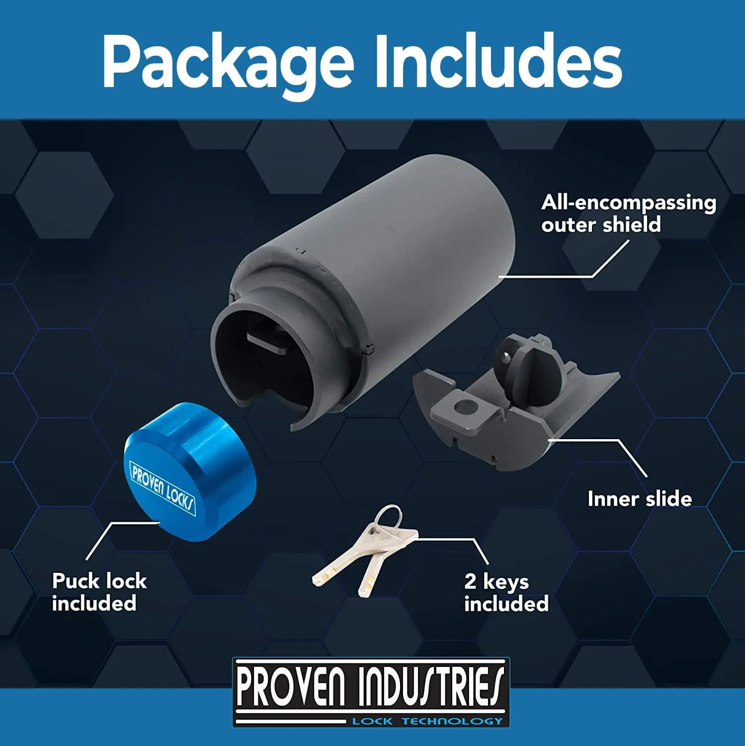 Proven Industries Model 2516-B Trailer Lock, Fits 2 5/16-Inch Bulldog or Ram Trailer Couplers, Made in The USA, (Blue)