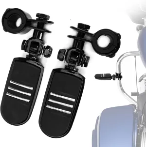 PSLER Motorcycle Universal Highway Pegs Foot Rests, Crash Bar Highway Foot Pegs for Touring Electra Street Glide Road King Sportster, 1"(25mm), 1 1/4" (32mm), 1 1/3" (34mm) Engine Guard(Black Style2)