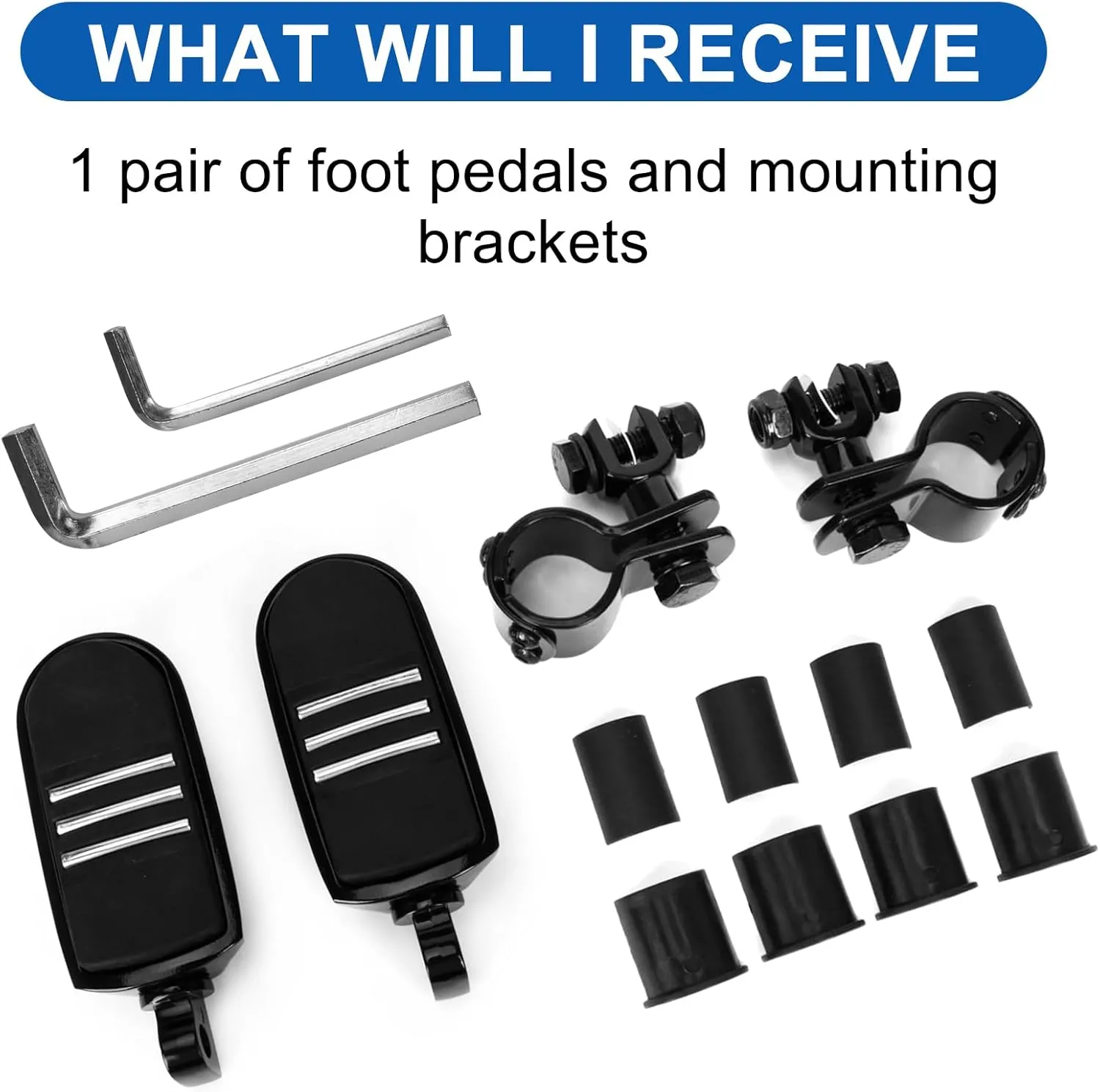 PSLER Motorcycle Universal Highway Pegs Foot Rests, Crash Bar Highway Foot Pegs for Touring Electra Street Glide Road King Sportster, 1"(25mm), 1 1/4" (32mm), 1 1/3" (34mm) Engine Guard(Black Style2)