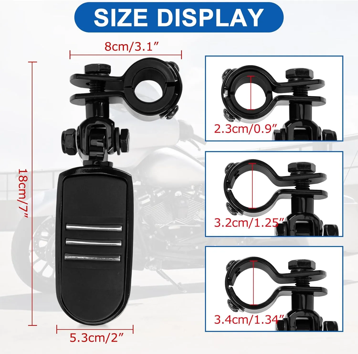 PSLER Motorcycle Universal Highway Pegs Foot Rests, Crash Bar Highway Foot Pegs for Touring Electra Street Glide Road King Sportster, 1"(25mm), 1 1/4" (32mm), 1 1/3" (34mm) Engine Guard(Black Style2)