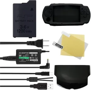 PSP-S110 High Capacity Replacement Sony PSP Slim Battery   AC Adapter 5V 2A Wall Travel Power Supply   Back Door Battery Cover Compatible for PSP 2000 2001 3000 3001 3002 3004 Accessories Kit