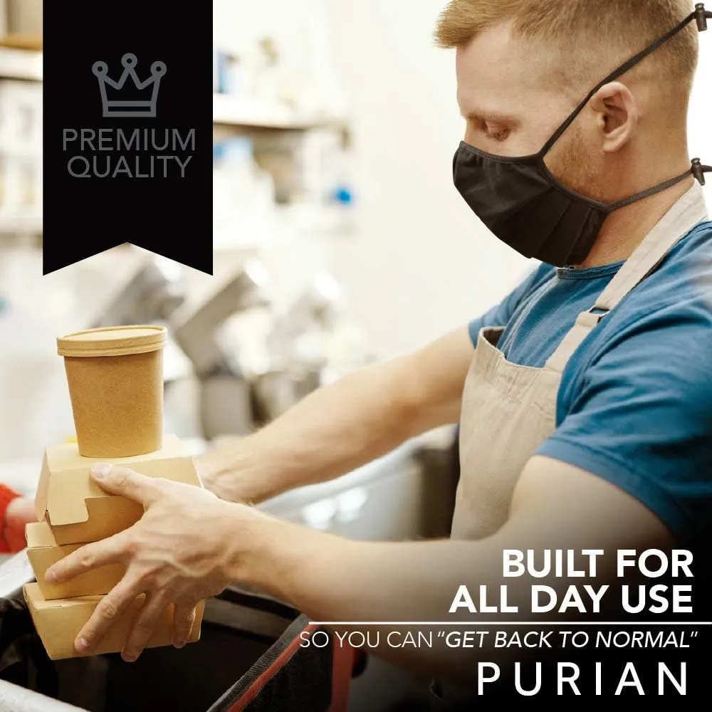 PURIAN Big Mask Adult XL (Extra Large) Beard Mask for Men, Face Mask with Black Straps include Quick Fit Cord Lock Toggles for All Day Use