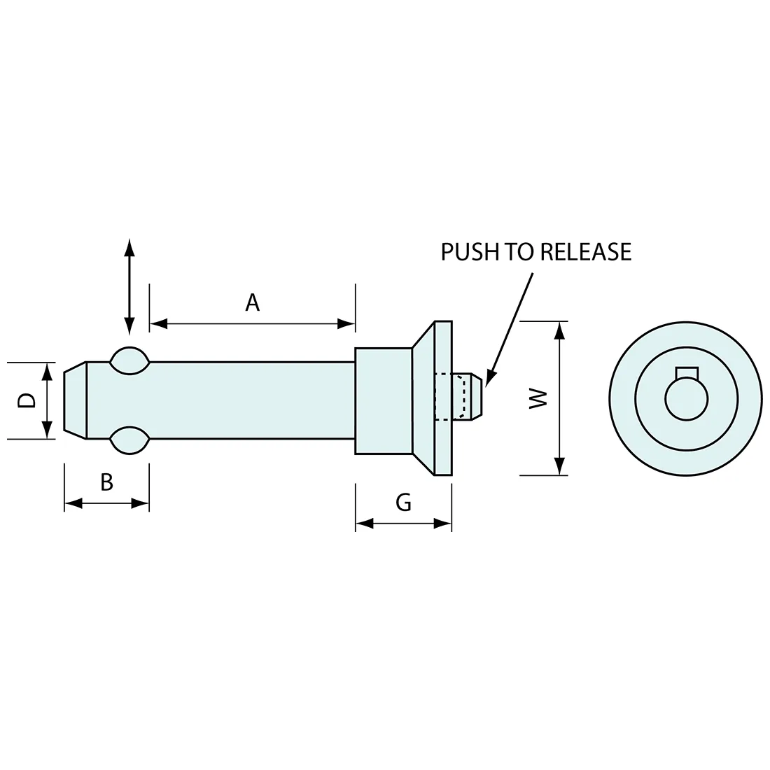 Push Button Detent Pin 16mm 150mm