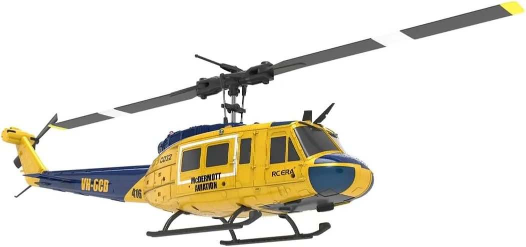 RC ERA C032 UH-1 Huey RC Helicopter with 6-Axis Gyro, 1/48 Scale 6CH Flybarless RC Helicopter with Altitude Hold & Intelligent Positioning System for Hobbyist