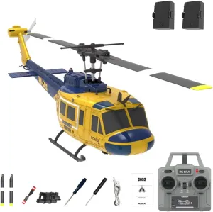 RC ERA C032 UH-1 Huey RC Helicopter with 6-Axis Gyro, 1/48 Scale 6CH Flybarless RC Helicopter with Altitude Hold & Intelligent Positioning System for Hobbyist