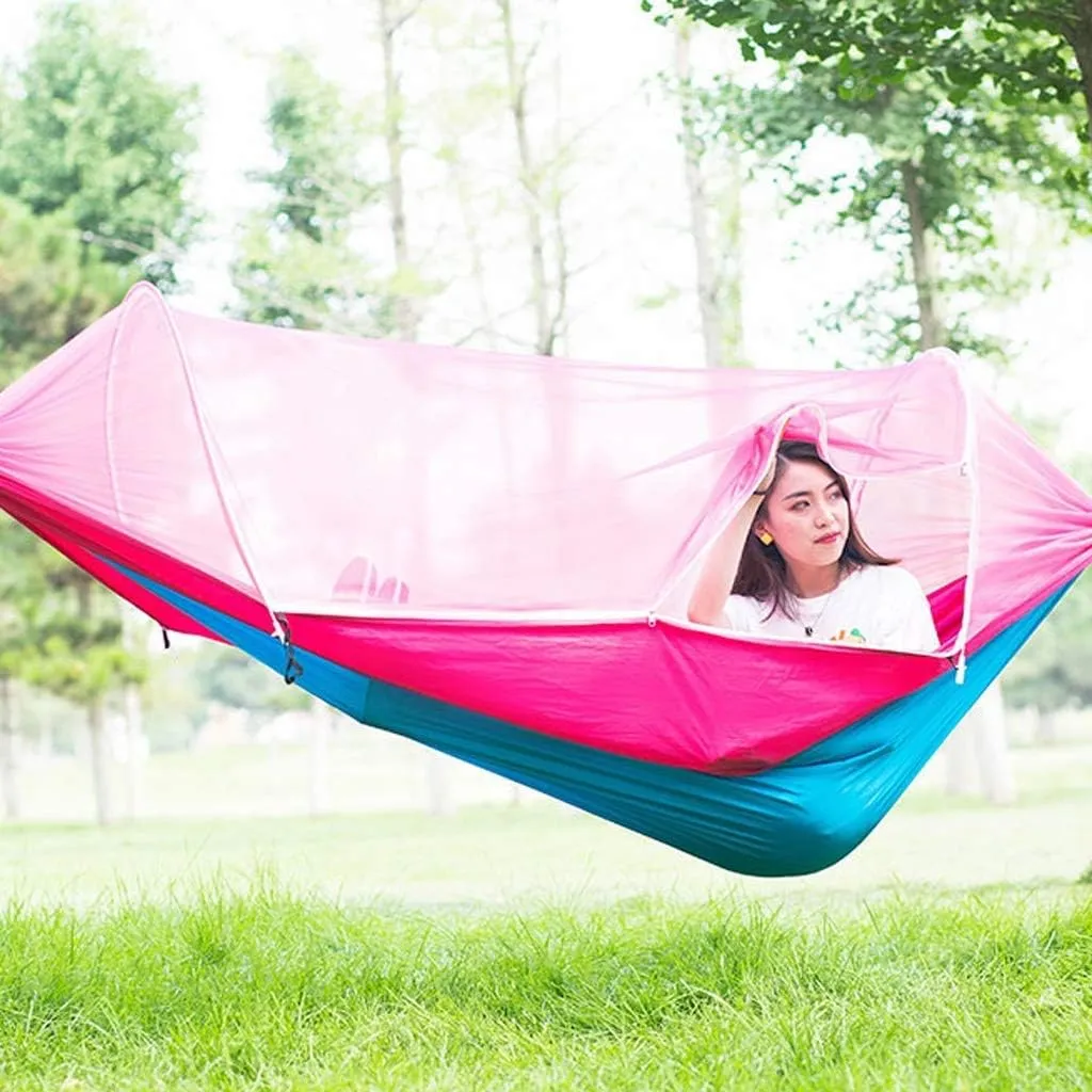 Recreation Portable Outdoor Hammock with Mosquito Net Camping Hanging Bed Swing Double Chair Hanging Bed Bearing Capacity Reaches 300kg Gifts for Hikers
