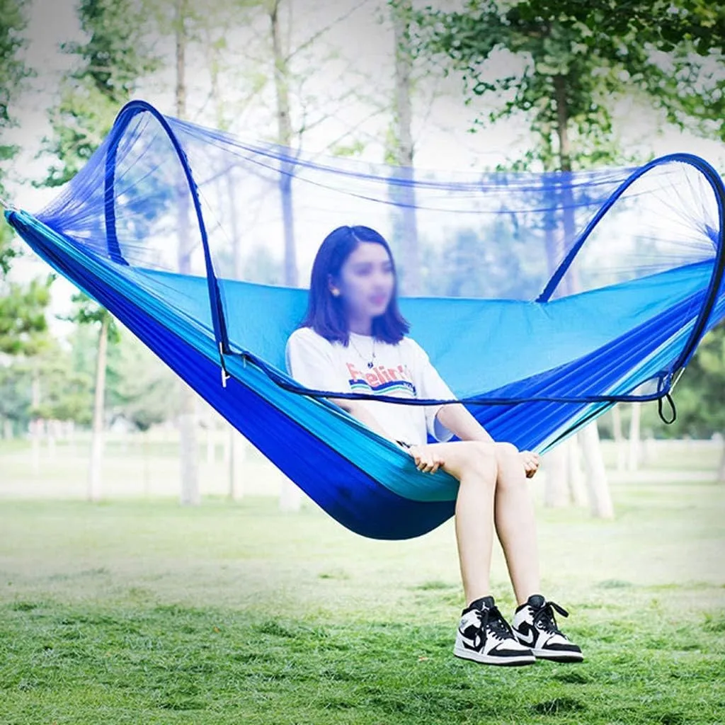 Recreation Portable Outdoor Hammock with Mosquito Net Camping Hanging Bed Swing Double Chair Hanging Bed Bearing Capacity Reaches 300kg Gifts for Hikers