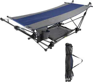 RedSwing Portable Folding Hammock with Stand,Foldable Camping Hammock with Removable Pillow,Storage Net,Portable Hammock with Stand Foldable for Outdoor,Backyard,Beach, 84 in Extra-Long