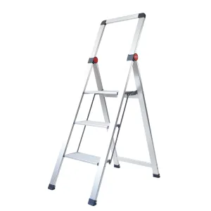 RENE Hashigo Ultra Slim 3-Step Stool Handle (Silver)