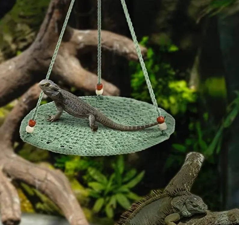 Reptile/Bearded Dragons Round Crocheted Net Hammock Bed