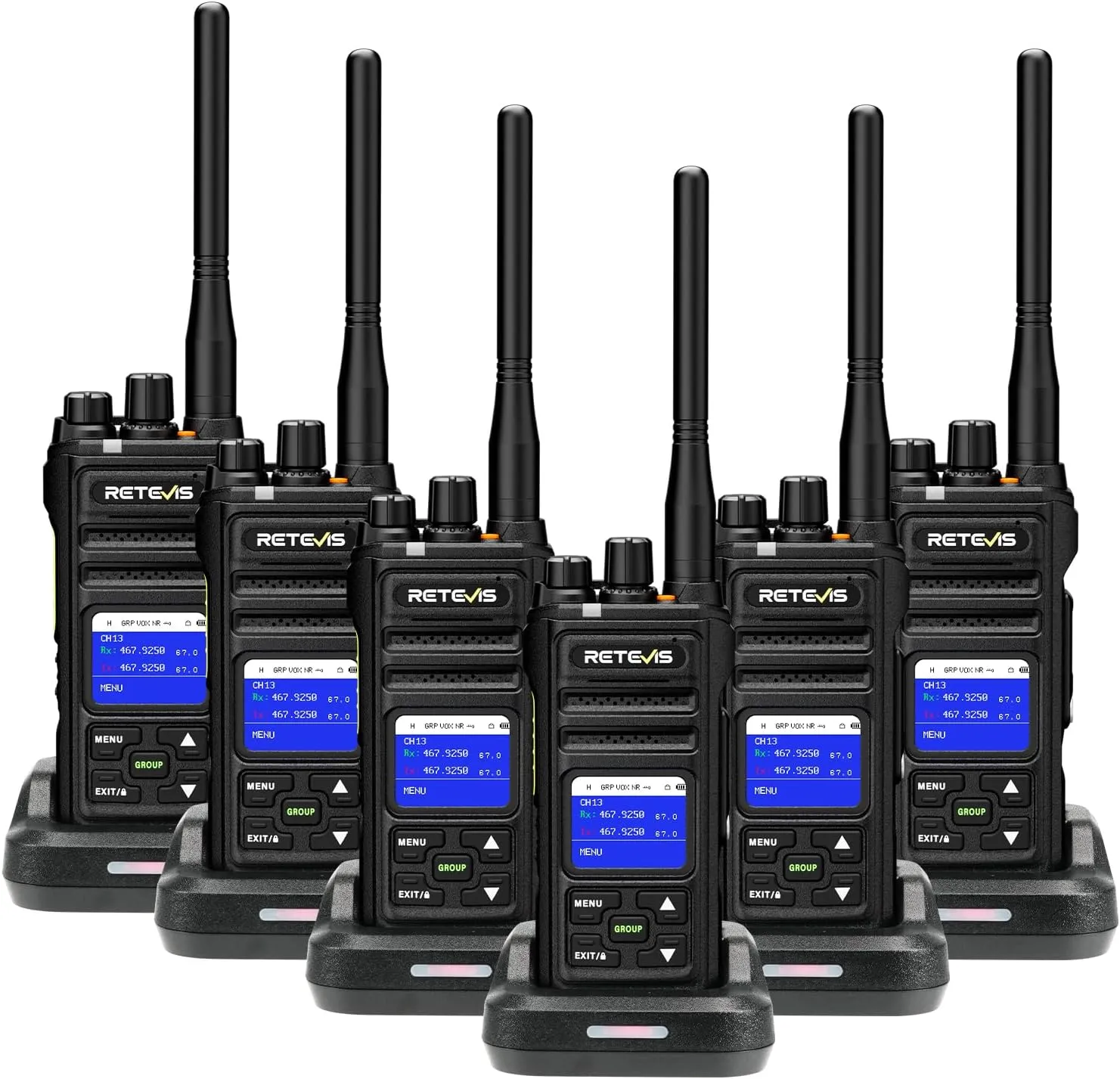 Retevis NR30S Professional Two Way Radio Long Range,Heavy Duty Walkie Talkies Waterproof IP67,Group Call,High Output,2800mAh Full-Shift,NOAA,GMRS Handheld Radio for Construction Security Team(6 Pack)