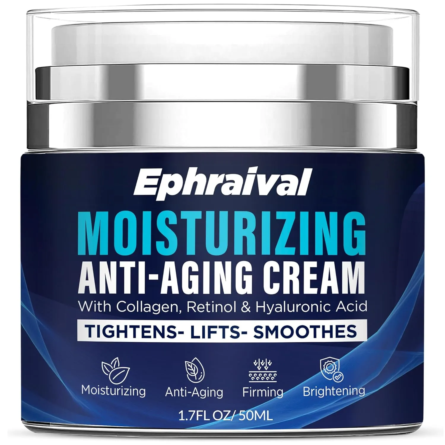 Retinol Anti-Aging Cream for Men: Moisturizing Face Cream with Hyaluronic Acid Vitamin E Peptides - Reduces Wrinkles Firms Skin Lightweight Formula 1.7 fl oz