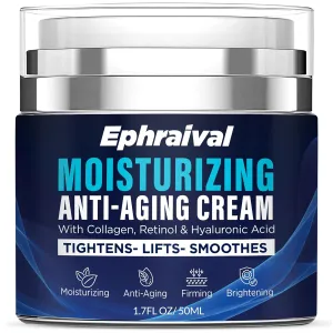 Retinol Anti-Aging Cream for Men: Moisturizing Face Cream with Hyaluronic Acid Vitamin E Peptides - Reduces Wrinkles Firms Skin Lightweight Formula 1.7 fl oz