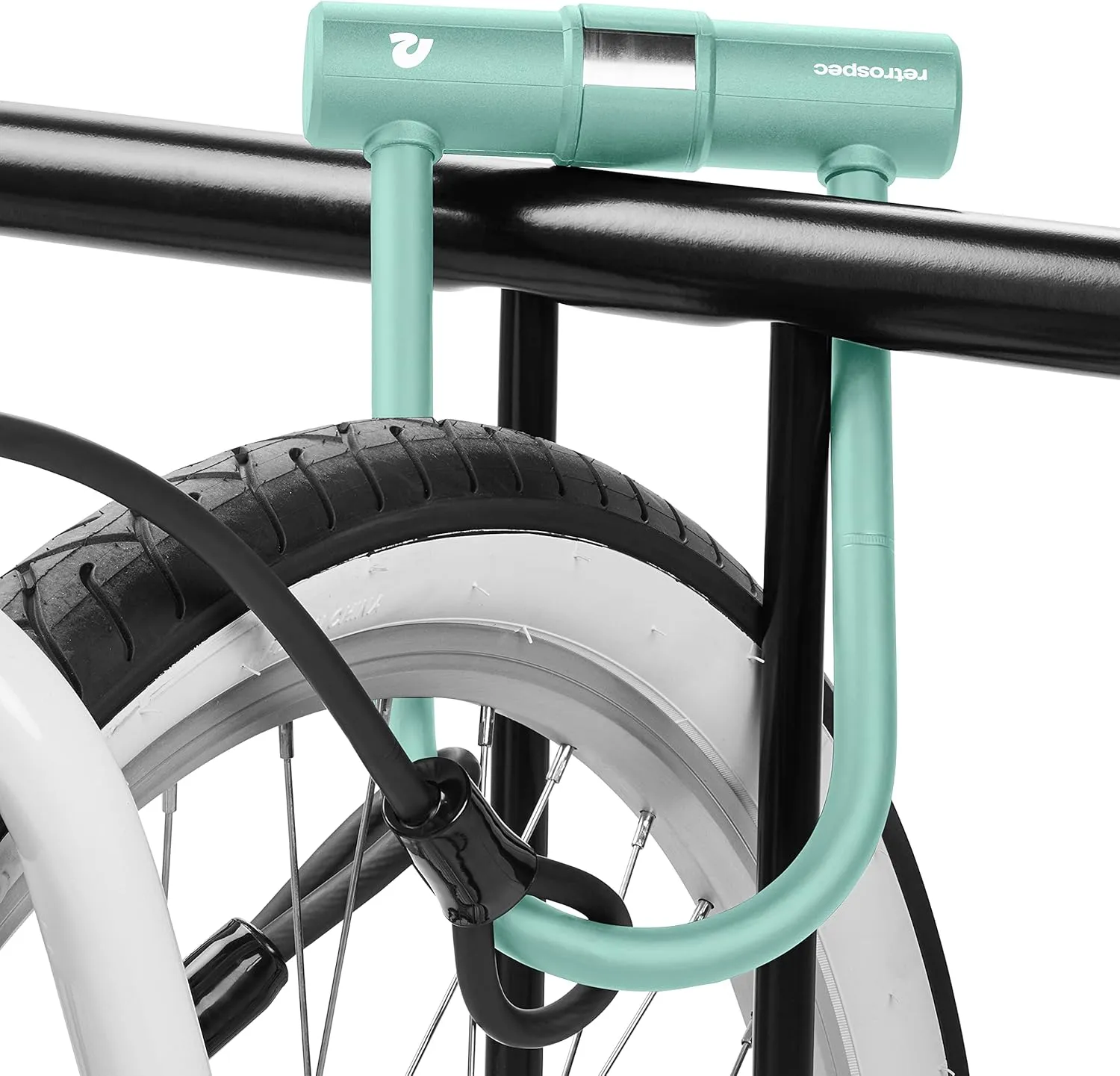 Retrospec Lookout U-Lock Bike Lock with 4Ft Security Cable, Heavy Duty Anti-Theft Bicycle Lock with 14mm Shackle, Pick Resistant & Secure Anti-Rotation Design