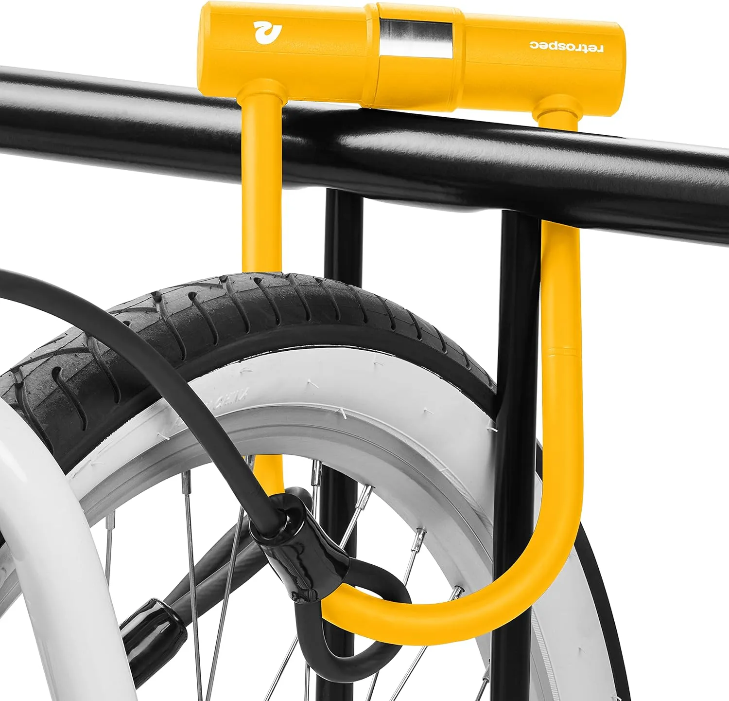 Retrospec Lookout U-Lock Bike Lock with 4Ft Security Cable, Heavy Duty Anti-Theft Bicycle Lock with 14mm Shackle, Pick Resistant & Secure Anti-Rotation Design
