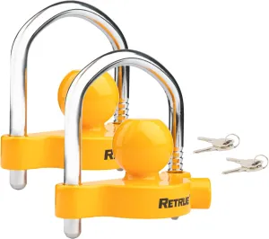 RETRUE Universal Coupler Lock Trailer Locks Ball Hitch Trailer Hitch Lock Adjustable Security Heavy-Duty Steel Fits 1-7/8 Inch, 2 Inch, 2-5/16 Inch Couplers (Pack of 2)