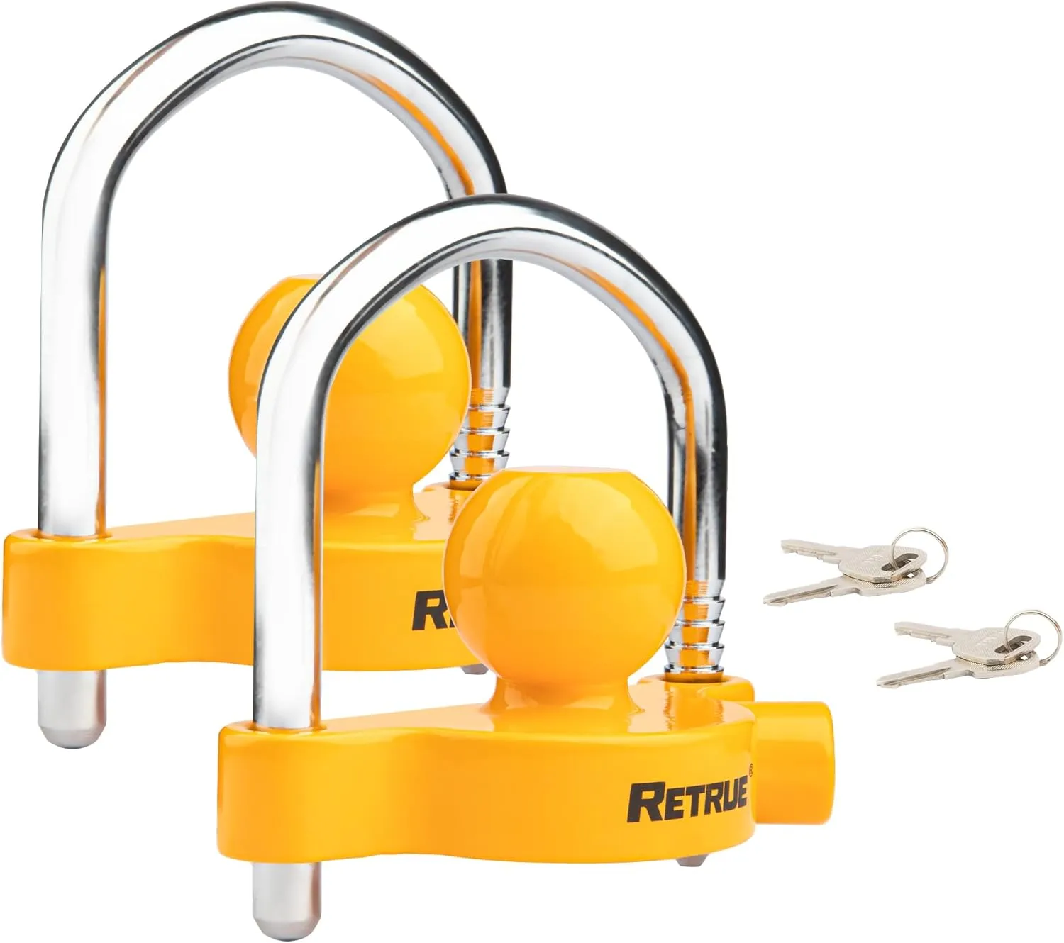 RETRUE Universal Coupler Lock Trailer Locks Ball Hitch Trailer Hitch Lock Adjustable Security Heavy-Duty Steel Fits 1-7/8 Inch, 2 Inch, 2-5/16 Inch Couplers (Pack of 2)