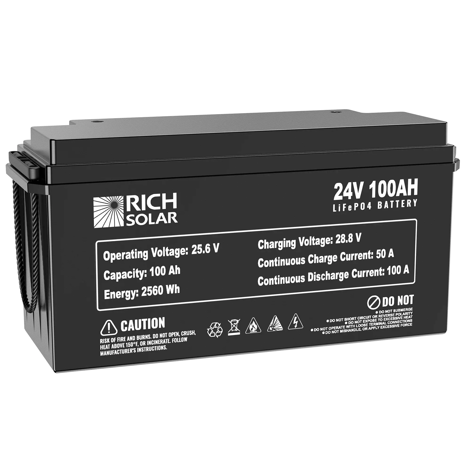 Rich Solar 24V 100Ah LiFePO4 Lithium Iron Phosphate Battery