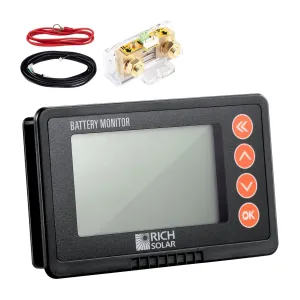 Rich Solar 500 Amp Battery Monitor With Shunt | 8~120V 500A Battery Monitor | Accurate Battery Status Monitor