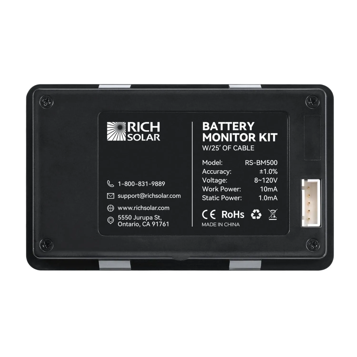 Rich Solar 500 Amp Battery Monitor With Shunt | 8~120V 500A Battery Monitor | Accurate Battery Status Monitor