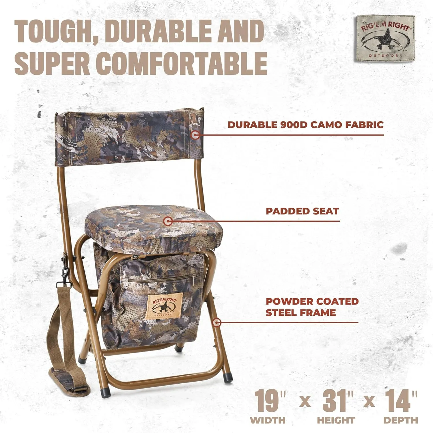 Rig'Em Right Waterfowl Hyde Hunting Stool for Blinds and Dove Hunting, Gore Optifade Timber