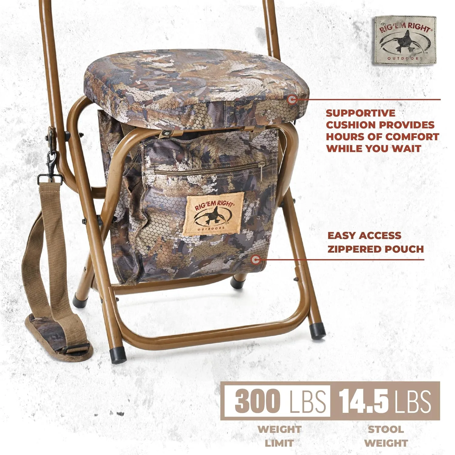 Rig'Em Right Waterfowl Hyde Hunting Stool for Blinds and Dove Hunting, Gore Optifade Timber